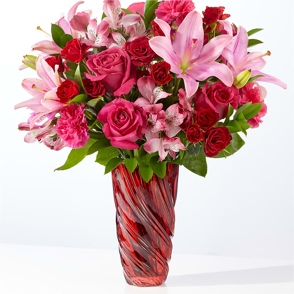 In Love Bouquet with Luxe Swirl Vase – Flowers On The Vine - Parma, Parma OH